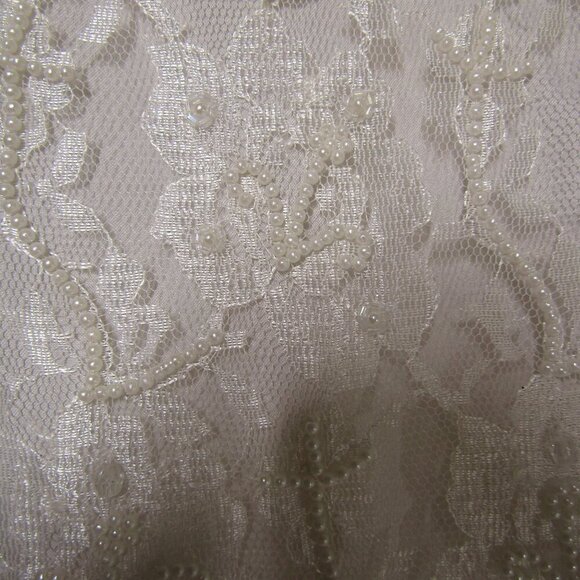 VTG SCALA M Lace Beaded Romantic Wedding Flapper Drop Waist Midi Maxi Dress - Picture 11 of 15